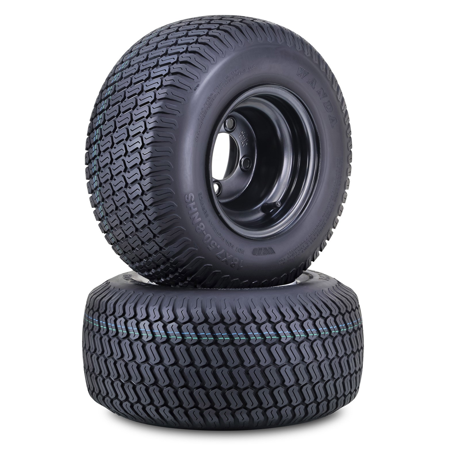 WANDA Lawn Mower Tractor Tire Wheel Assem 18X7.5-8 4PR 4×4 Black Rim-13027 PK2