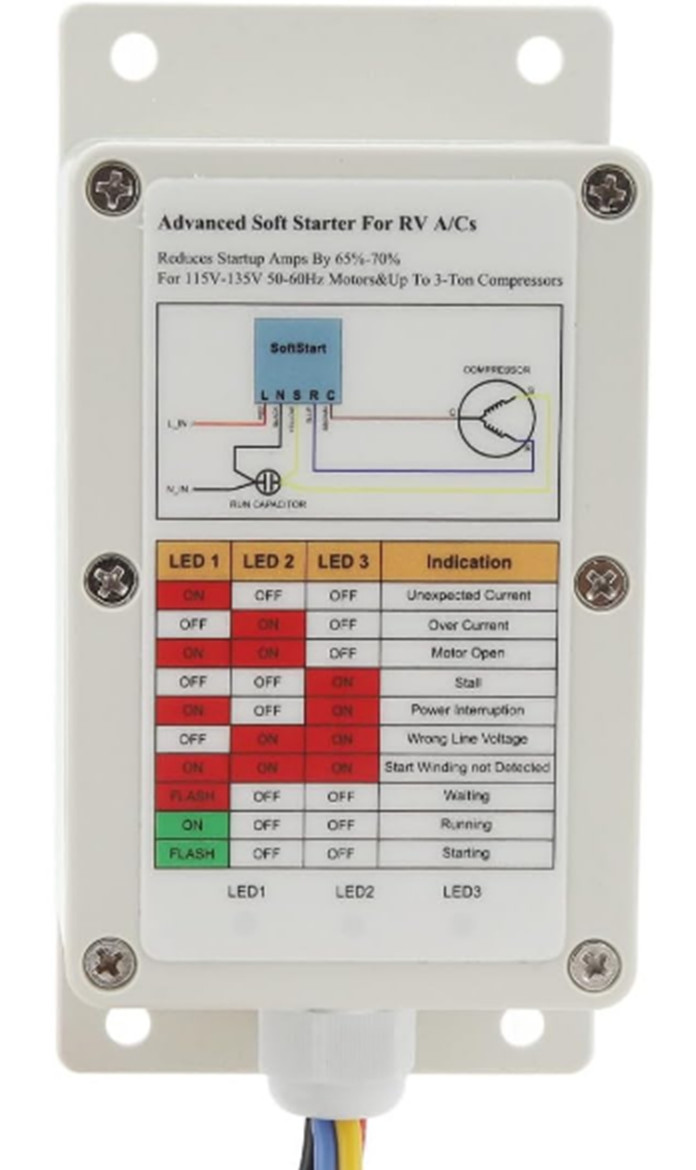 NDNCZDHC RV AC Soft Starter ASY 364 X20 IP 364 115V-135V Up to 3 Ton Compressor