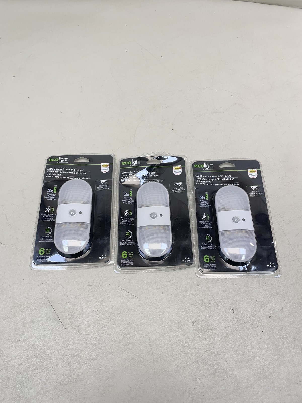 ECOLIGHT 6 INCH LED MOTION ACTIVATED UTILITY UNDER CABINET LIGHT SET OF 3 RV