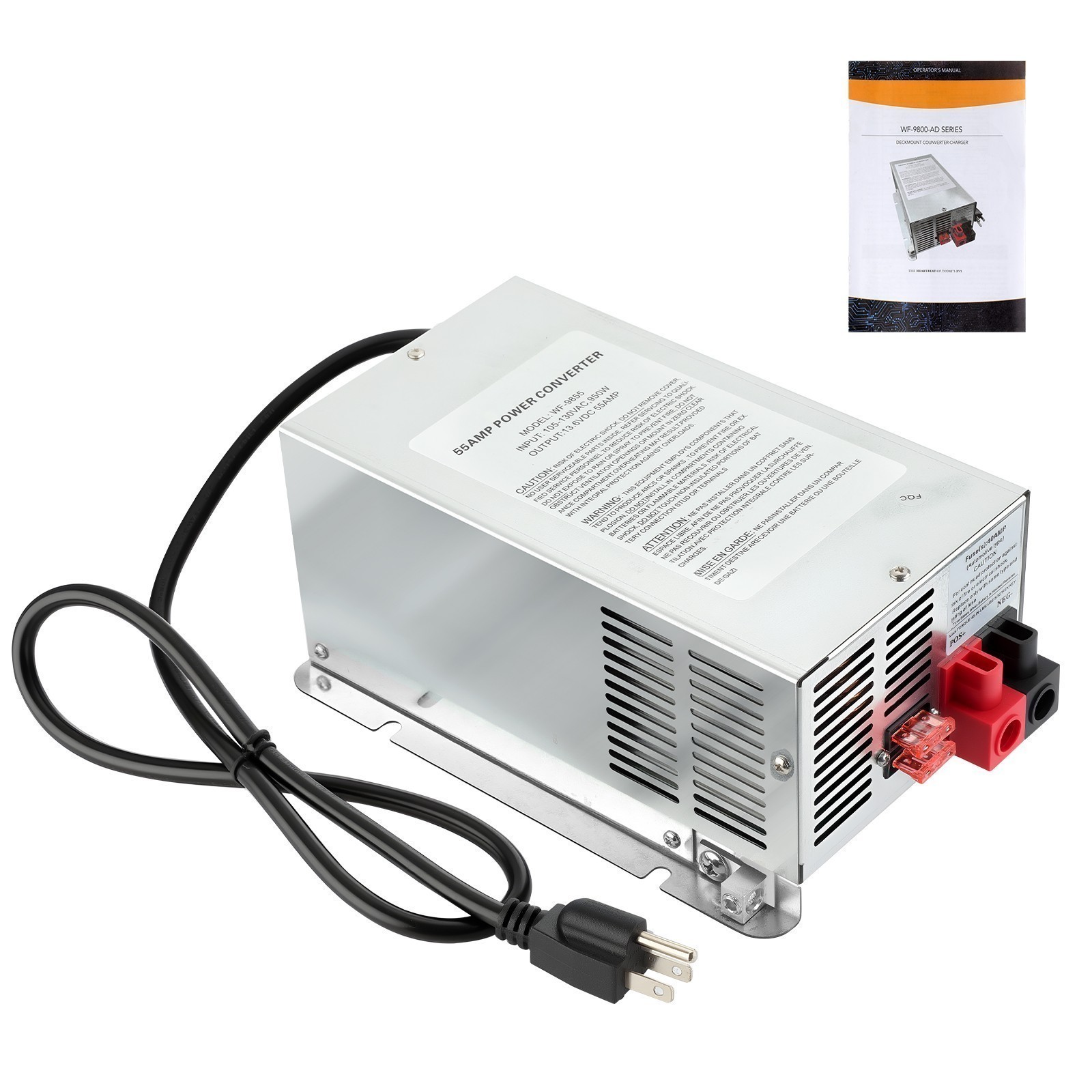 WF-9855 RV Converter 55 Amp Deck Mount Camper 105-130V AC RV Battery 55 AMP