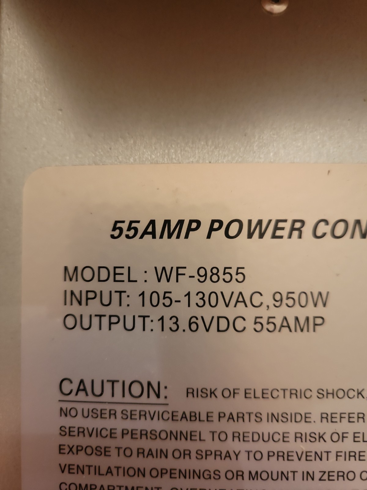 For WFCO WF-9855 55Amp Deck Mount Power Converter Charger Corded RV Camper 9800