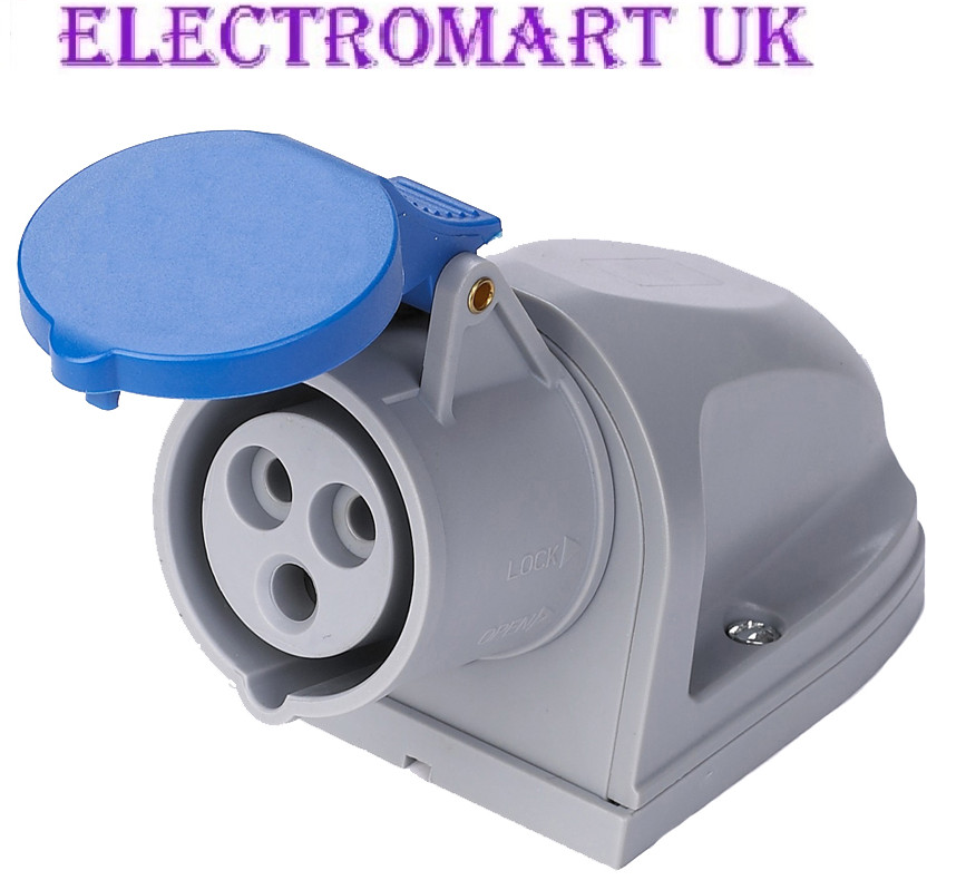 16A 240V BLUE MAINS HOOK UP SOCKET OUTLET COVER CAMPER VAN CARAVAN MOTORHOME