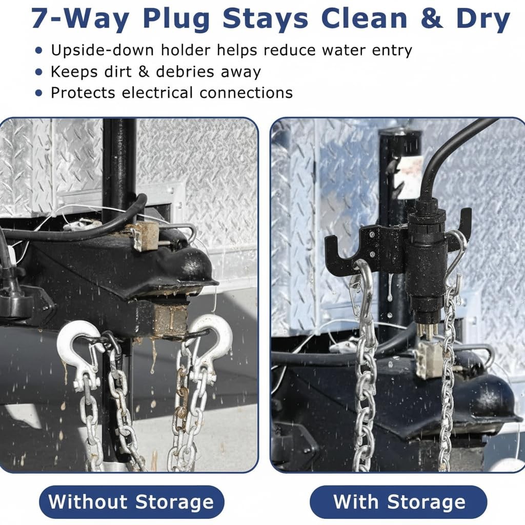 Heavy Duty Aluminum Trailer Chain Holder and adjustable height, Black