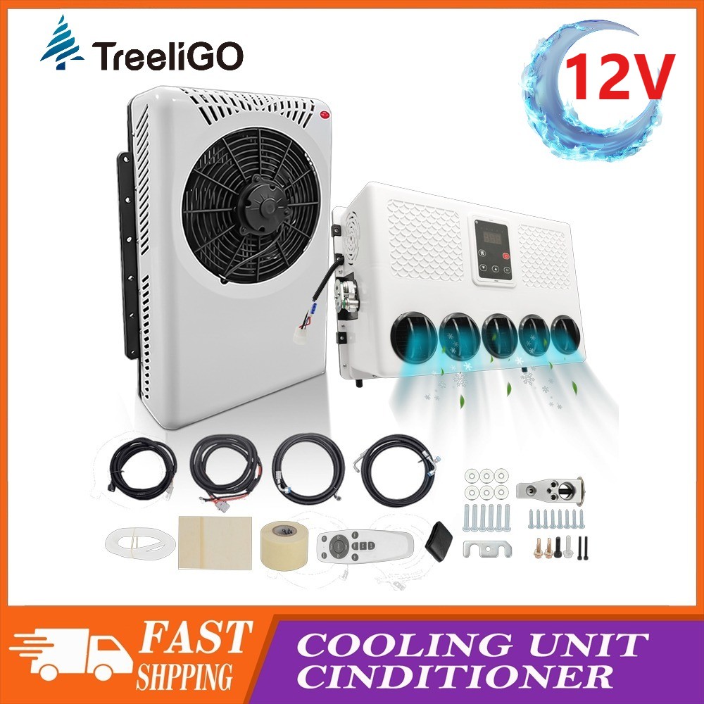 Treeligo 12V Split Air Conditioner Electric Parking A/C For Forklift Tractor