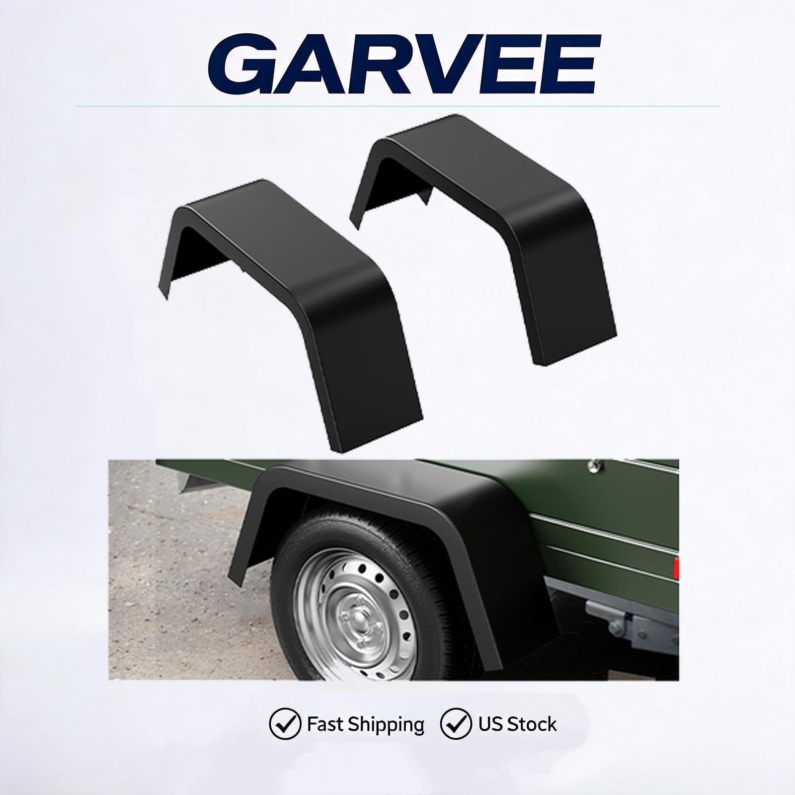 2-Pack Steel Single Axle Cargo Trailer Fenders For 14″-16″ Wheels Tires Hauler