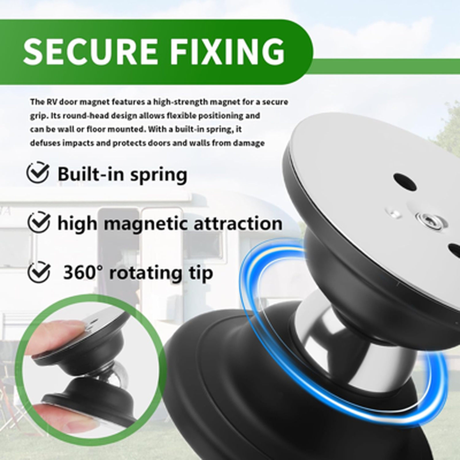 RV Magnetic Door Catch, Sturdy Magnetic Door Holder with Adhesive and Screws for
