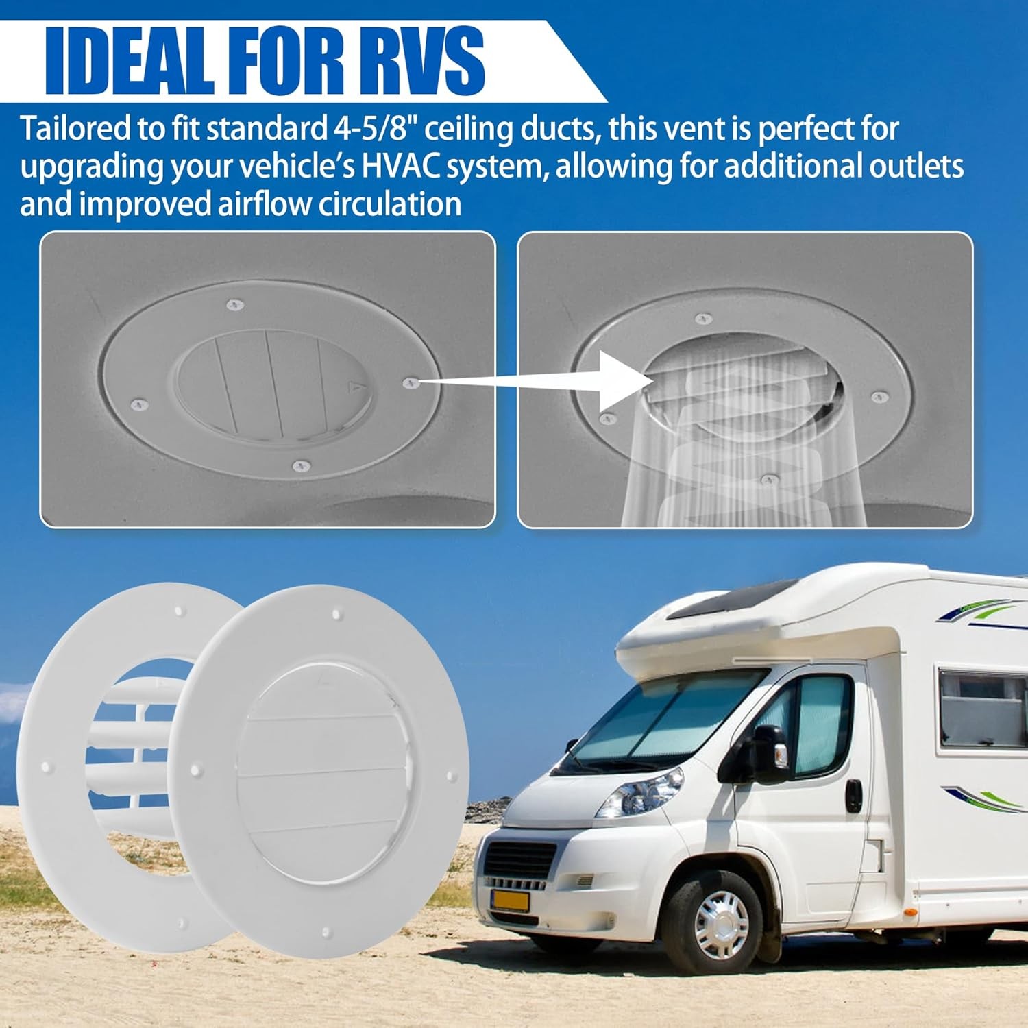 (5-Pack) 6.5″ RV Ceiling Vent Covers for Inside Camper, RV AC Vent Cover