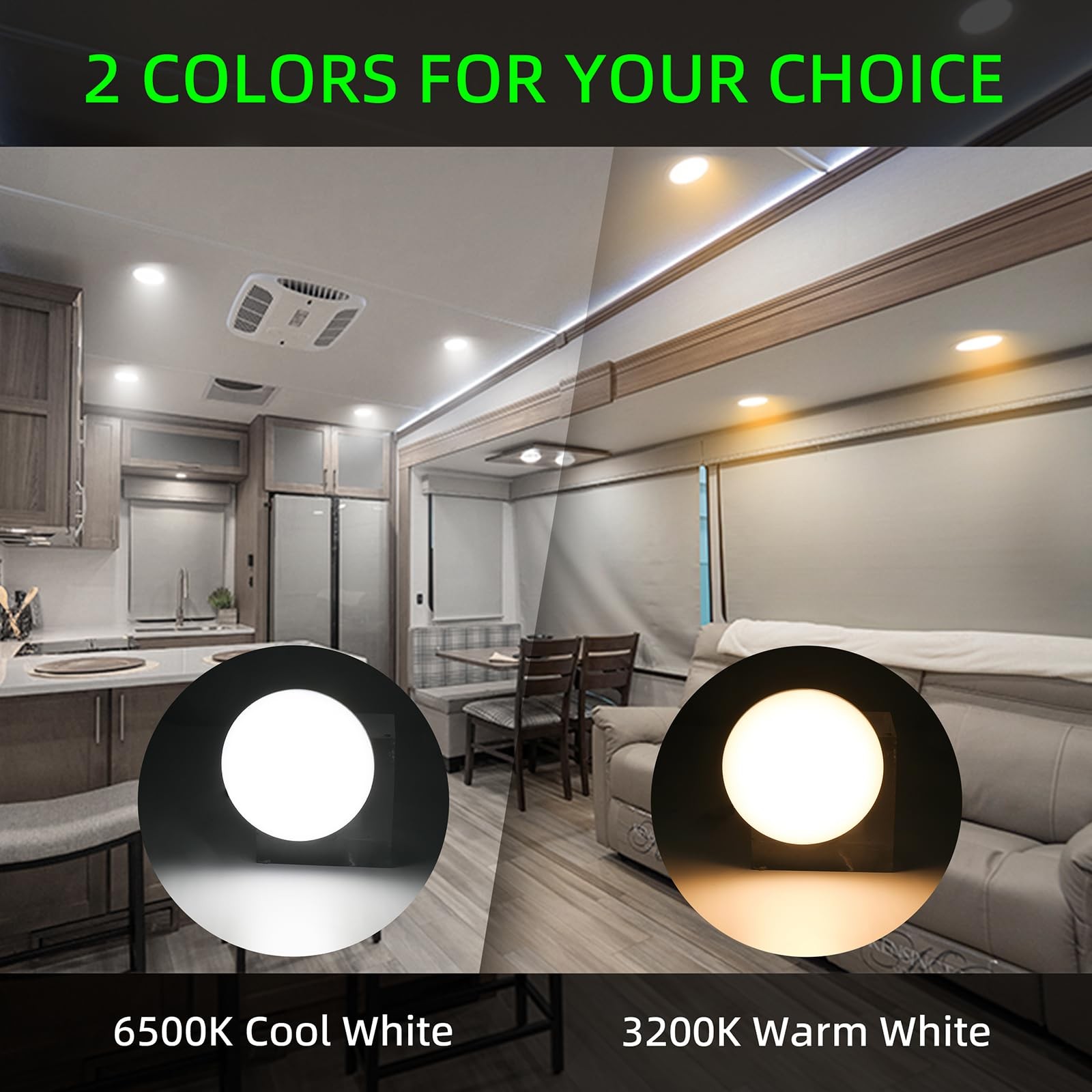 RV Light Interior 12V 4.5Inch RV Ceiling Dome Light RV LED Puck Light with ON…