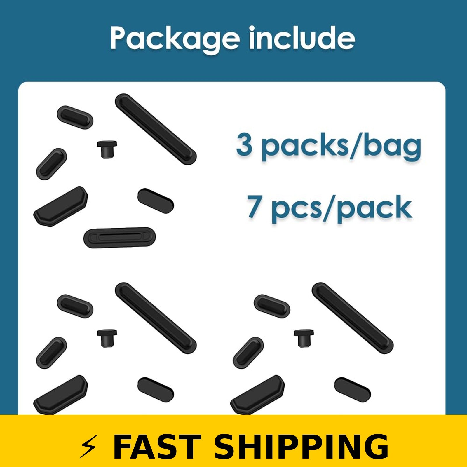 ProElife 21 Pcs Anti Dust Plug Set for MacBook Pro 14/16 Inch – Black