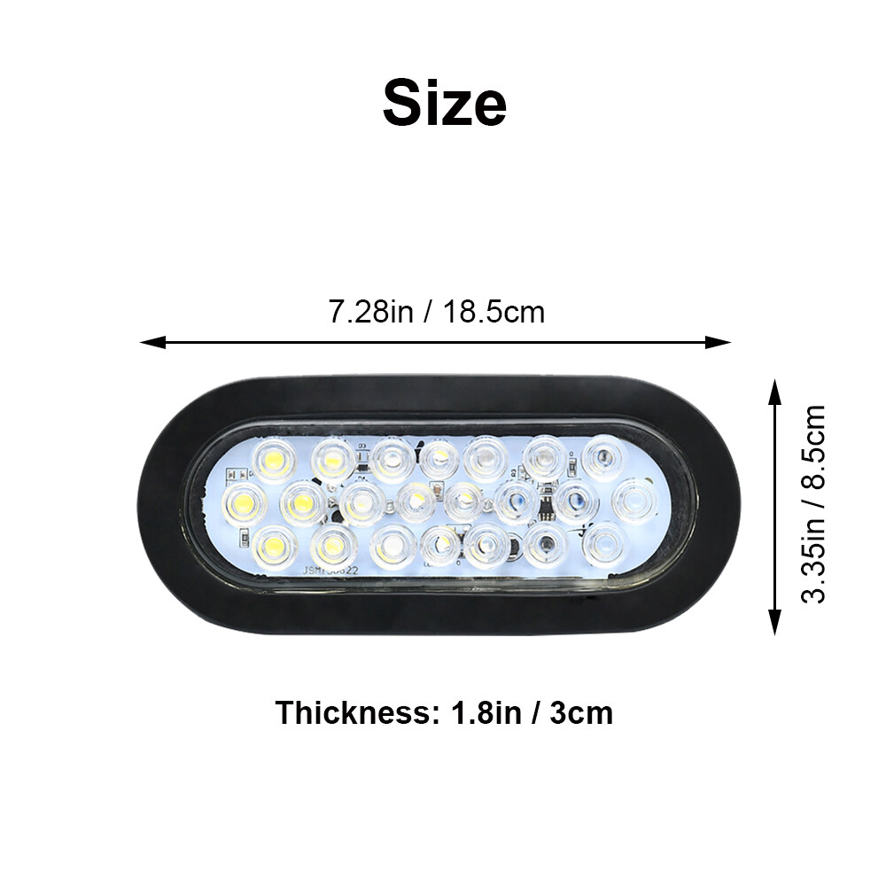 6″ Inch Oval 24 LED Stop Turn Reverse Backup Tail Truck Light Kit- 2 White+2 Red