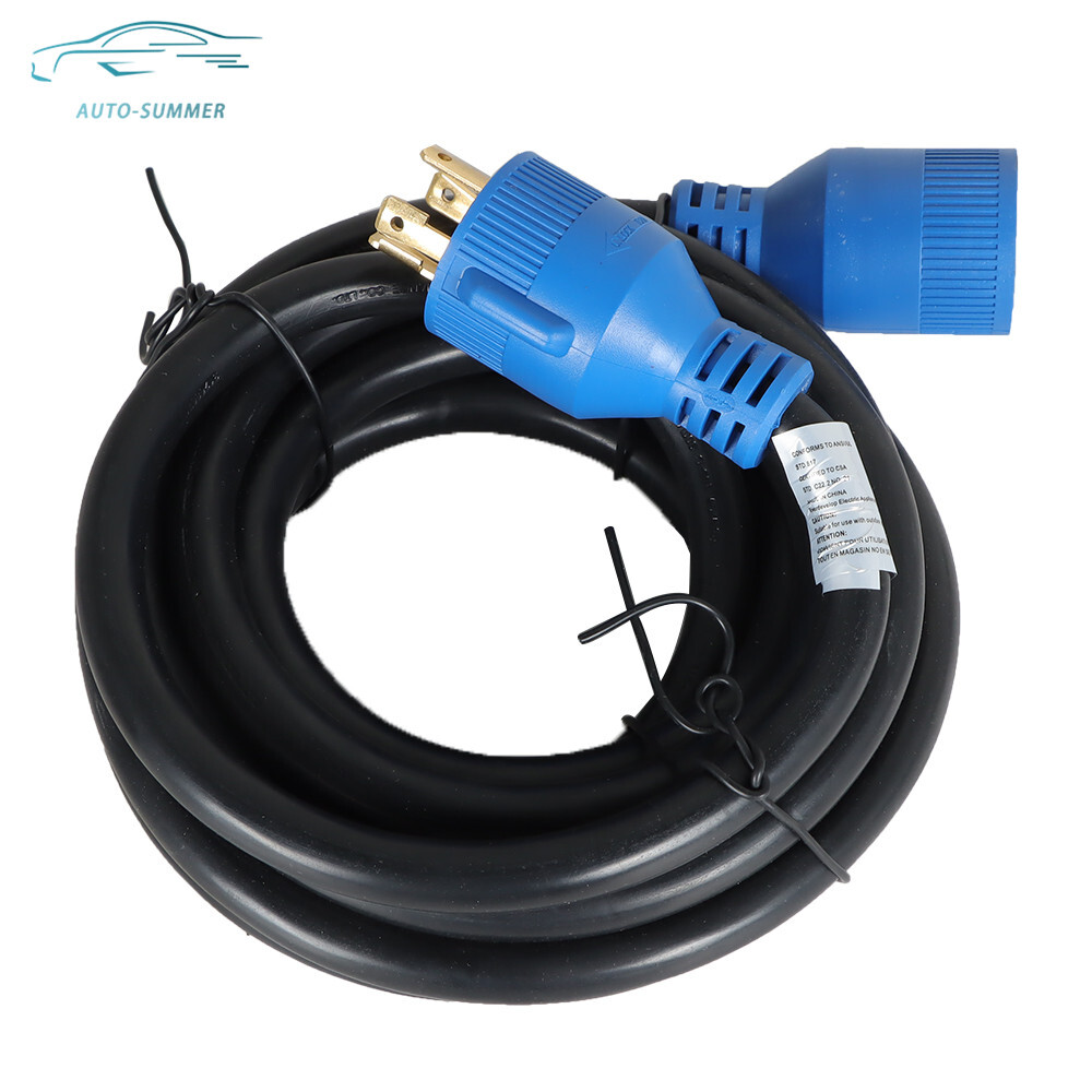 30Amp 10~100FT RV Extension Power Cord w/ Cord Organizer NEMA L14-30P/R 125/250V