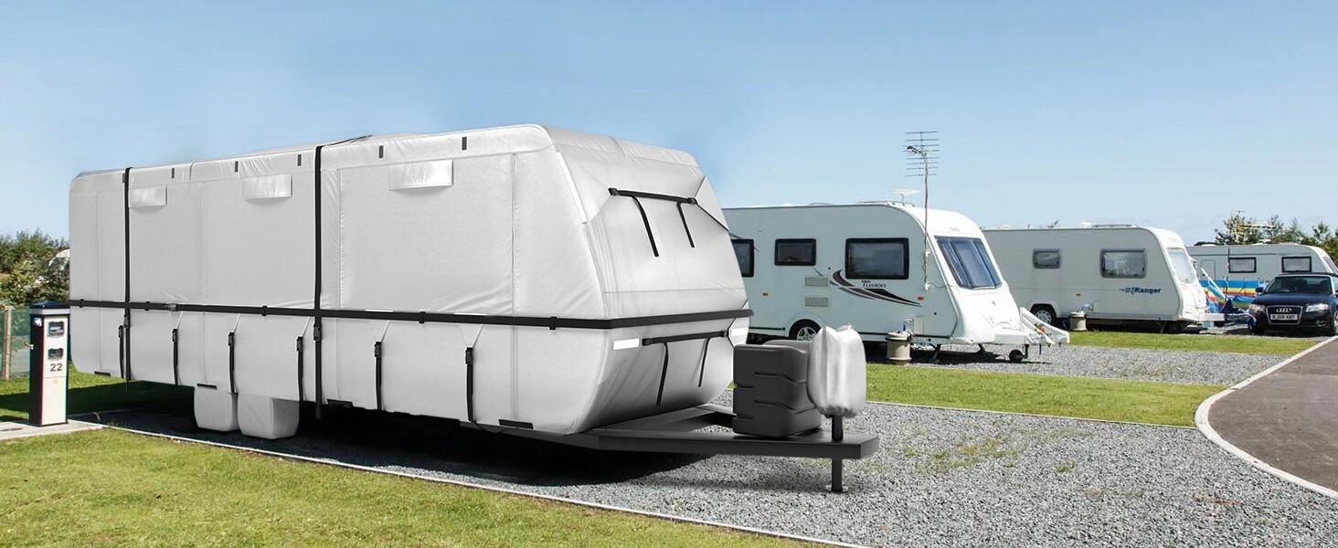 Travel Trailer RV Cover 20’–22’ Heavy-Duty Waterproof, Windproof & UV-Resistant