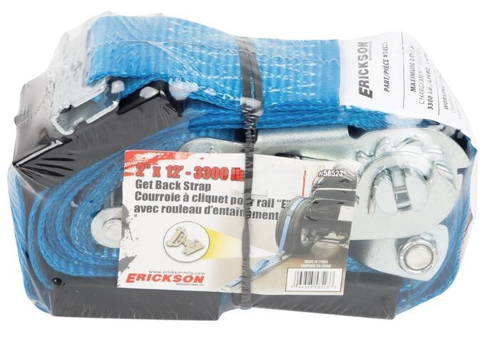 4 Erickson E-Track Tire/Wheel Tie-Down Strap Roller Idler Ratchet 2″x12′ Trailer