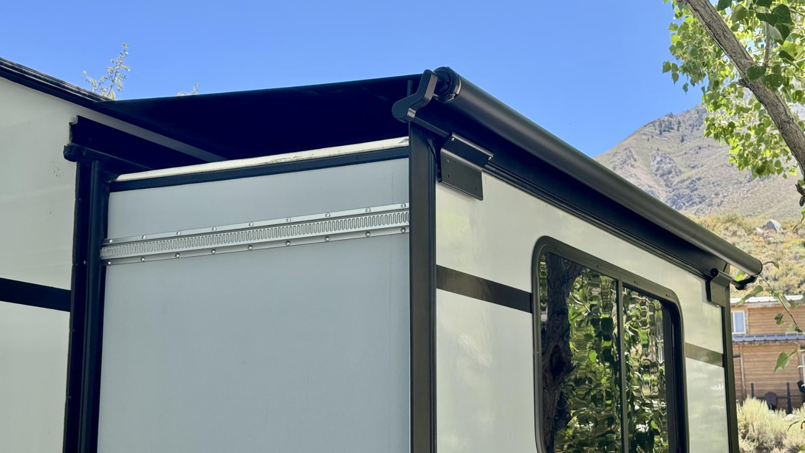 Awnlux 7ft RV Camper Trailer Slide Topper awning-Assemblies, black frame
