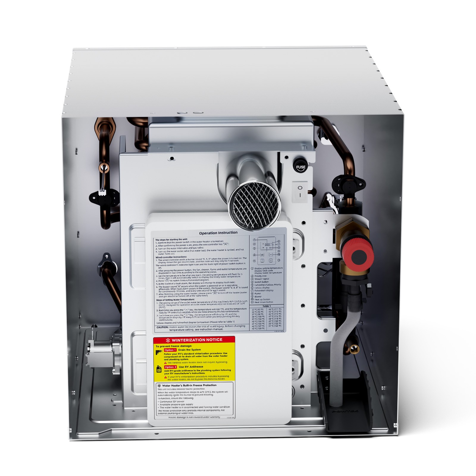 60,000 BTU RV Tankless Water Heater Instant Hot w/ 18”x18” Door + Controller