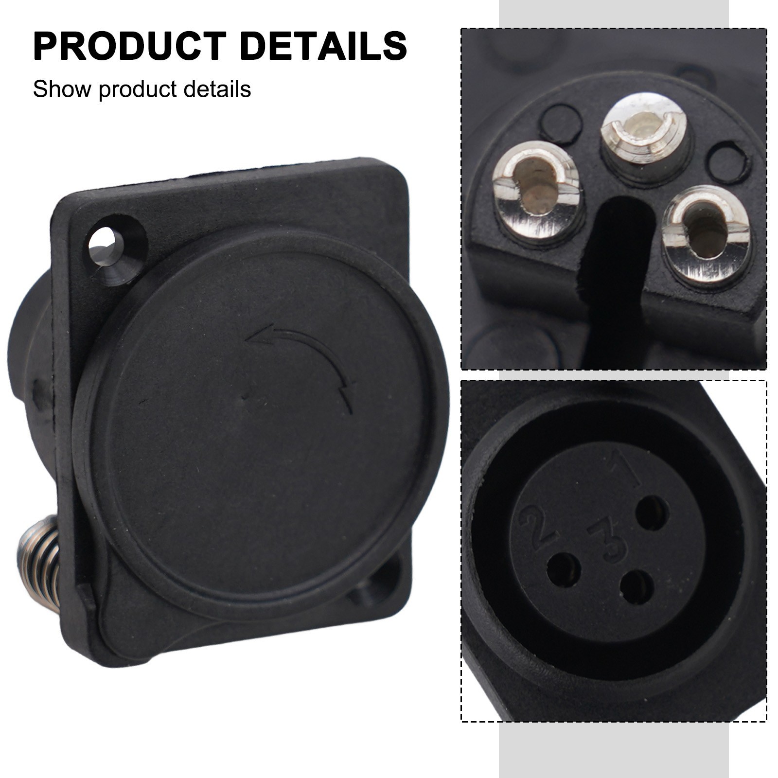 ABS Plastic Shell XLR 3-pin Female Socket 1pc For Audio Mobility Scooter