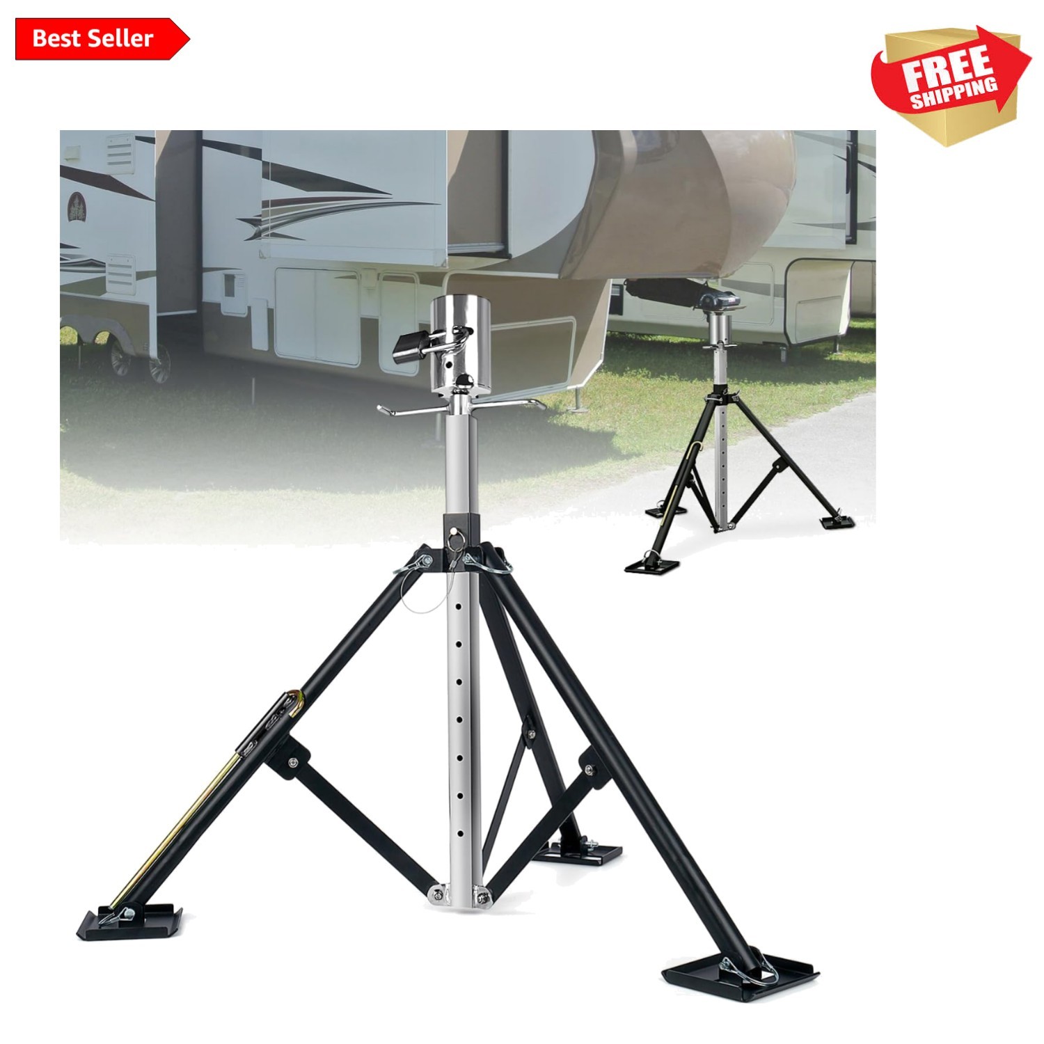 Heavy Duty 5th Wheel Tripod Stabilizer, Patented Design King Pin RV Tripod St…