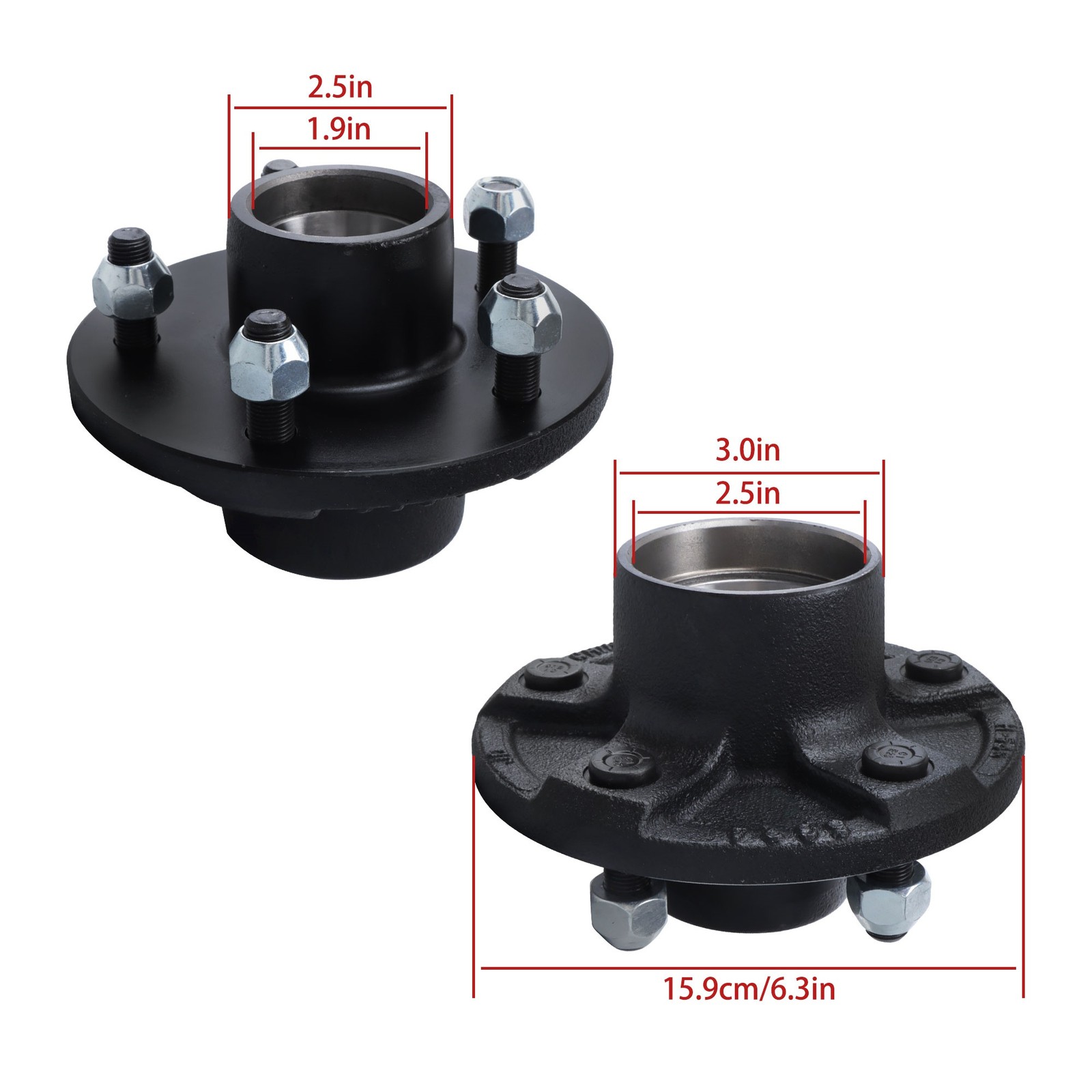 LABLT Boat Trailer Idler Hub 5 Lug 5 on 4 3/4″ Bolt Circle For 3500 lbs Axle