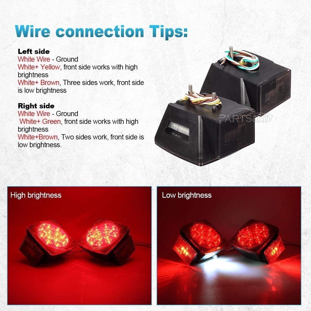 High Brightness Smoked Red Combination Trailer Lights – 2 Count Waterproof LEDs