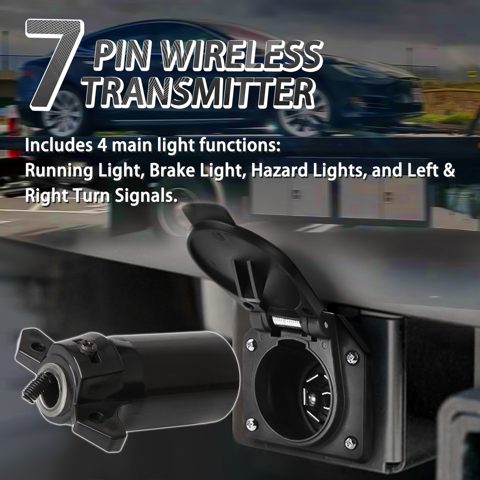 LED Wireless Tow Trailer light bar battery magnetic Base with 7 Pin Transmitter