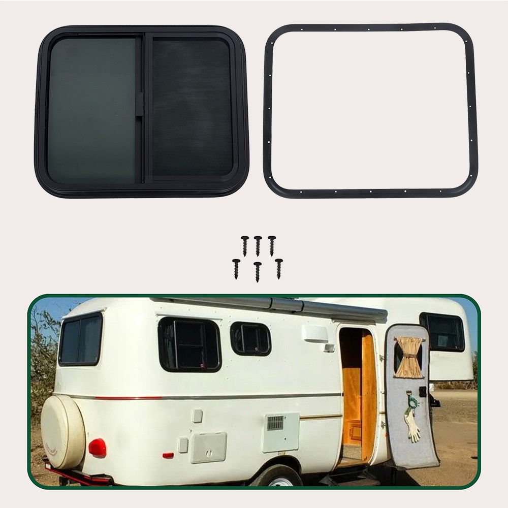 Horizontal Sliding Windows W/Mounting Trim Rings 24″W x 20″H RV Window Kit