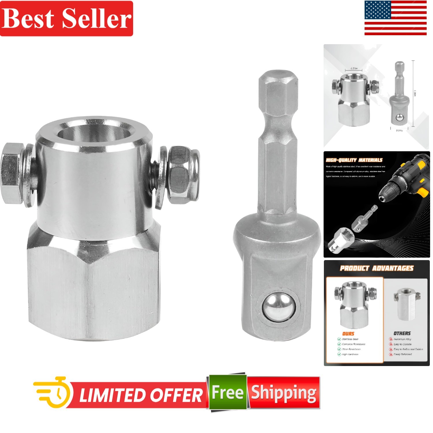 Trailer Jack Drill Adapter Stainless Steel 1/2 In Socket Universal Fit
