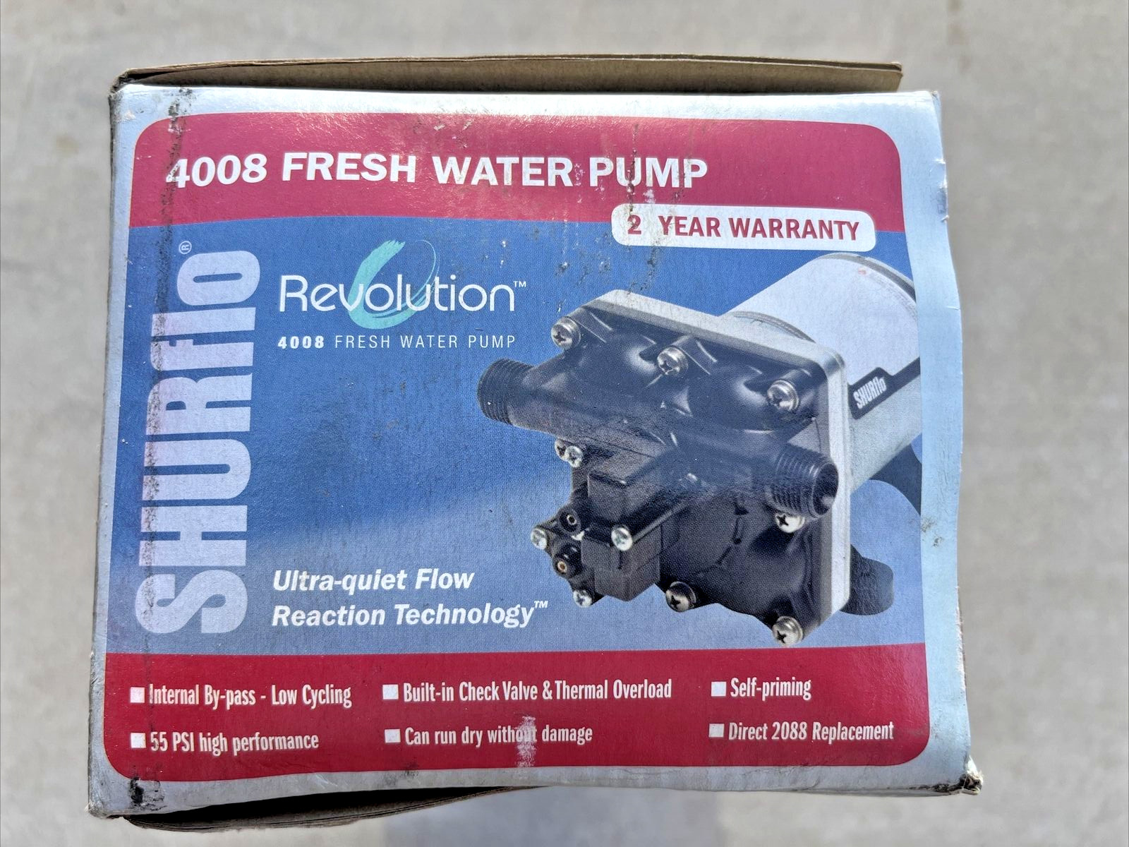 Shurflo RV, 12 Volt, Fresh Water Pump, 7.5 AMPS, 55 PSI, 3.0 GPM
