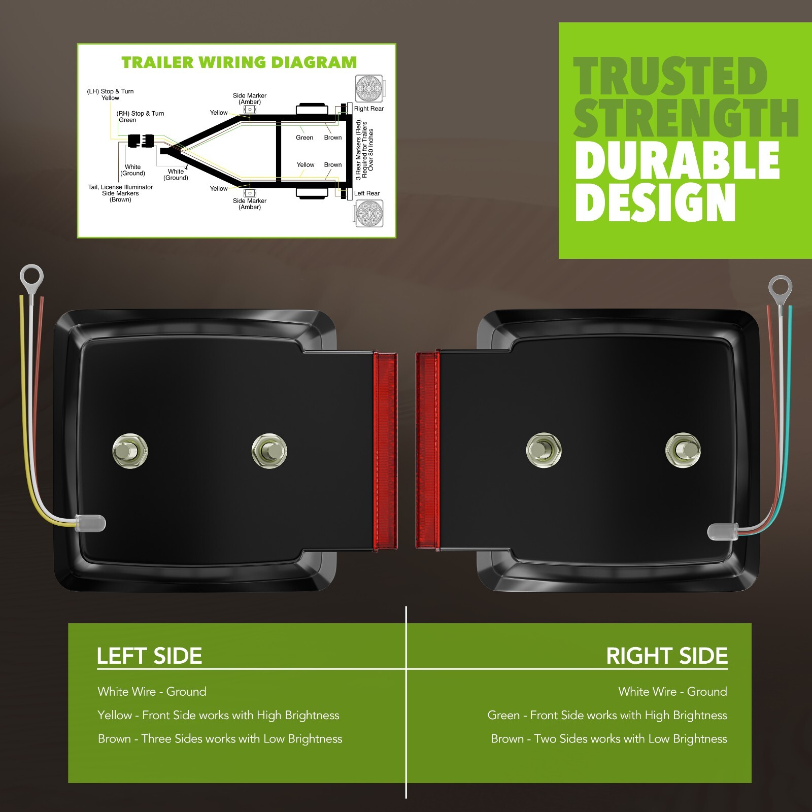 Universal LED Trailer Light Kit 12V Waterproof for Under 80 Inch Trailers