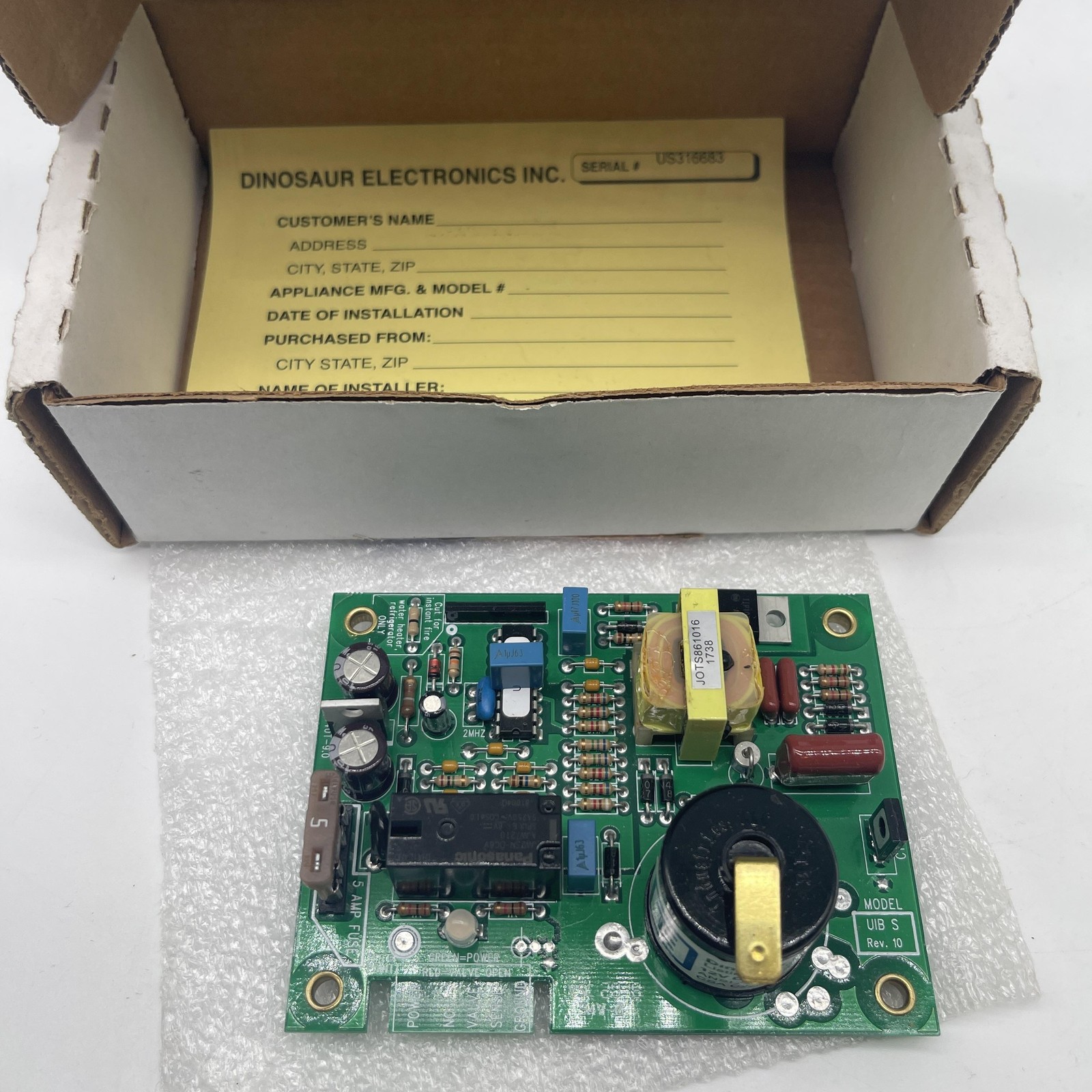 Dinosaur Electronics UIB S RV Ignition Control Board 12V Spade Rev 10 Green