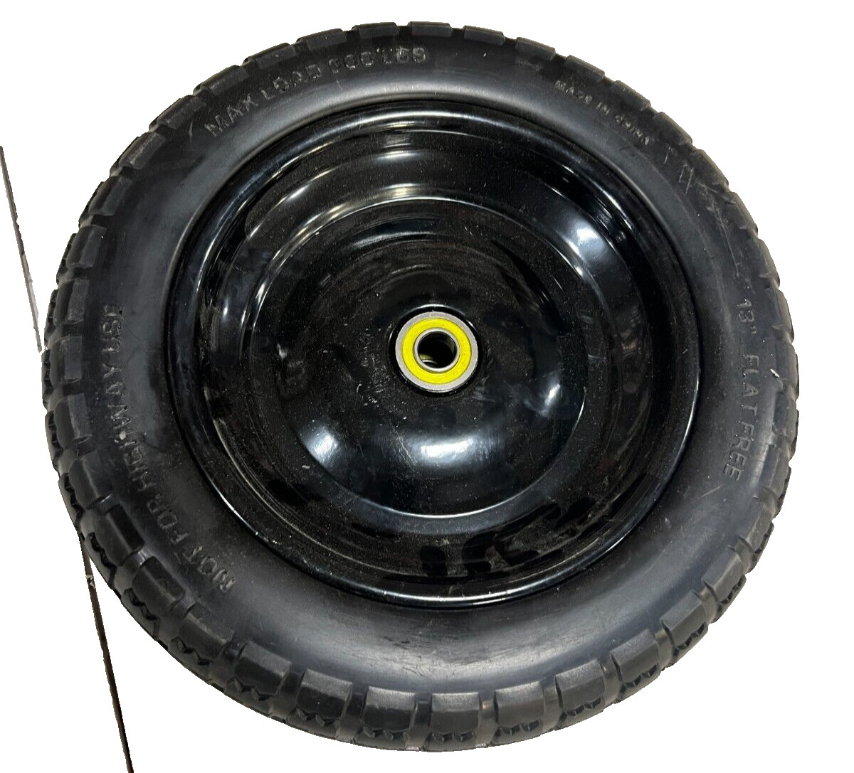 13″ Flat Free Wheel Max Load 300lbs Replacement Black Not for Highway Use