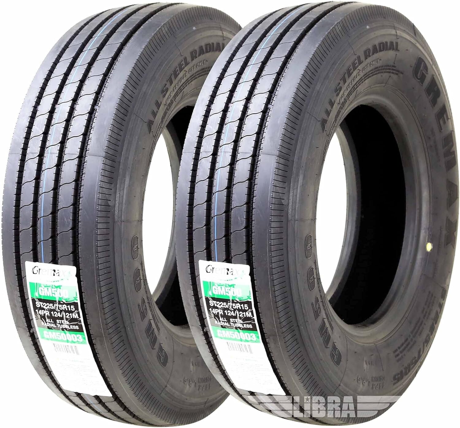 Set 2 GREMAX All Steel Trailer Tires 225/75R15 14PR 124/121M Heavy Duty