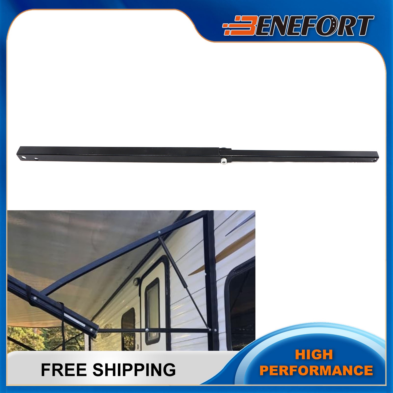Solera 69″ Overall Awning Pitch Arm Overall Length 31-5/8″ RV Black