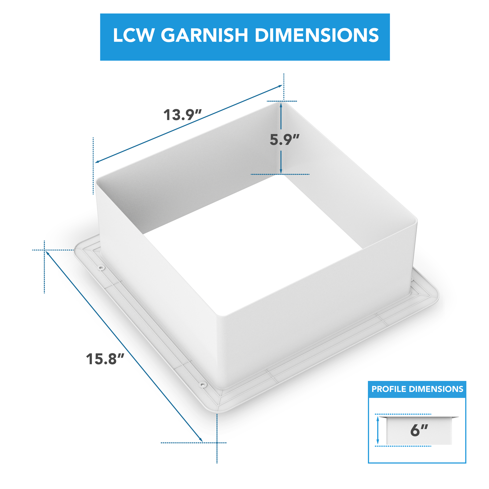 RV White Garnish Replacement 6″ for 14″ X 14″ Roof Vents Leisure Coachworks