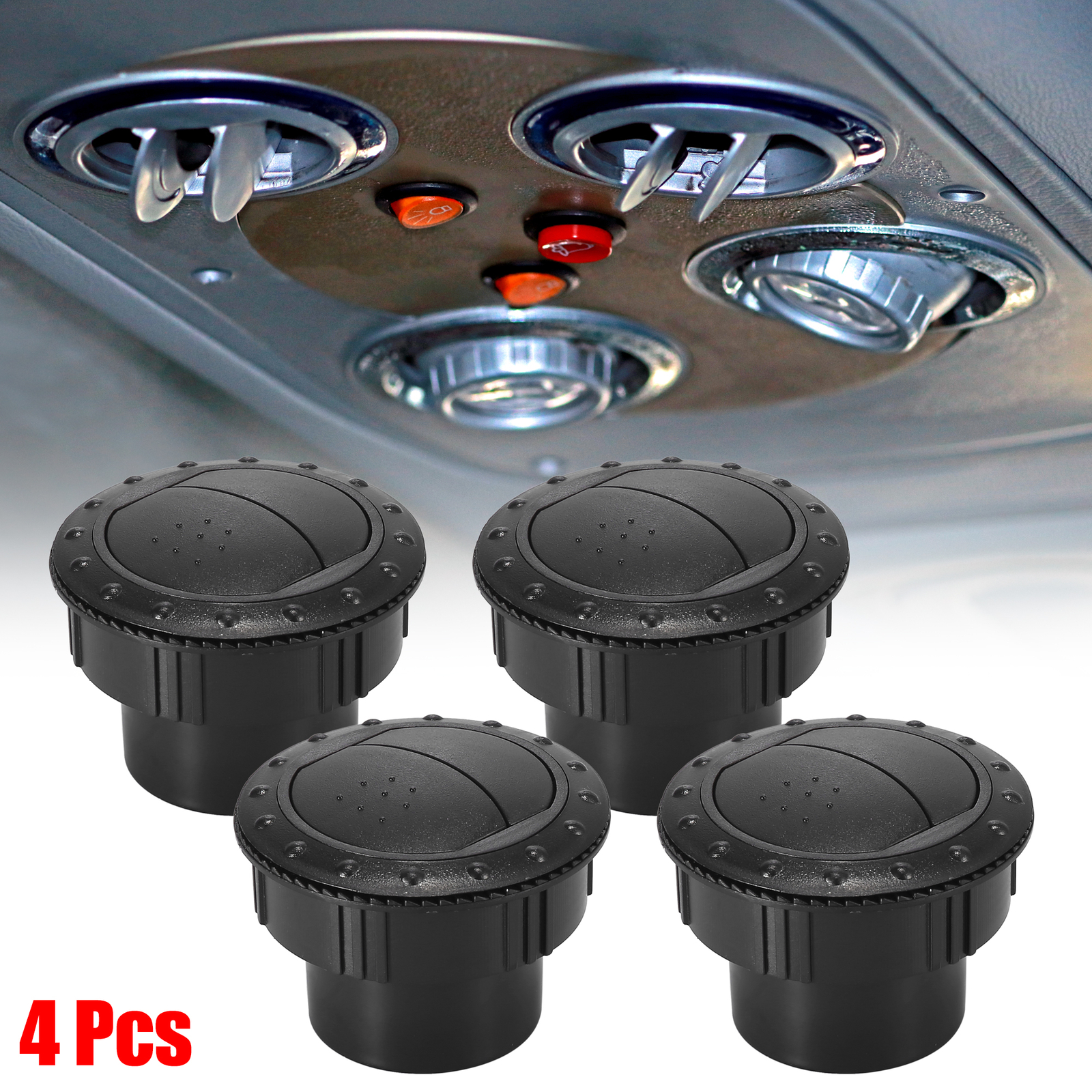 4Pcs 60mm Round AC Air Outlet Vent Louvered Dashboard Knob for RV Boat Yacht