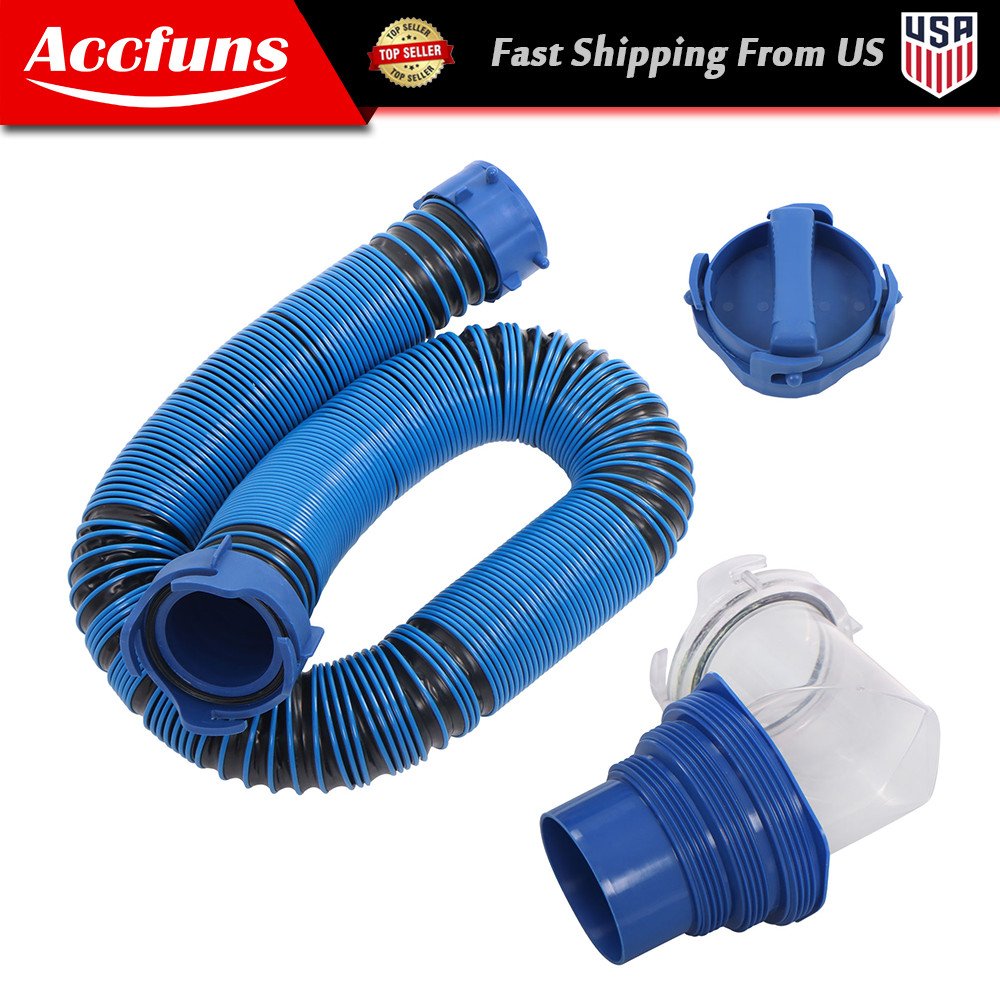 10FT Heavy-Duty RV Sewer Hose with Clear 90-degree Adapter for Easy Draining New
