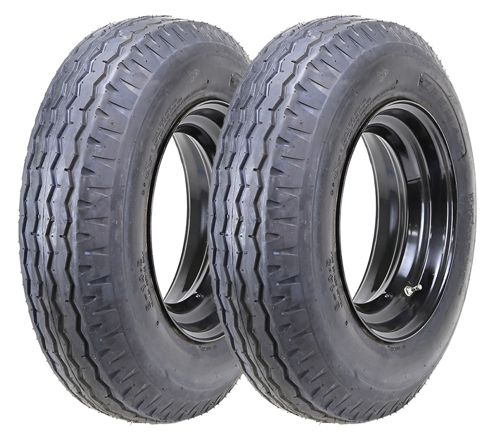 2 ZEEMAX Highway Trailer Tire Wheel Assembly 7-14.5 7×14.5 12-Ply w/6×14.5 Rim