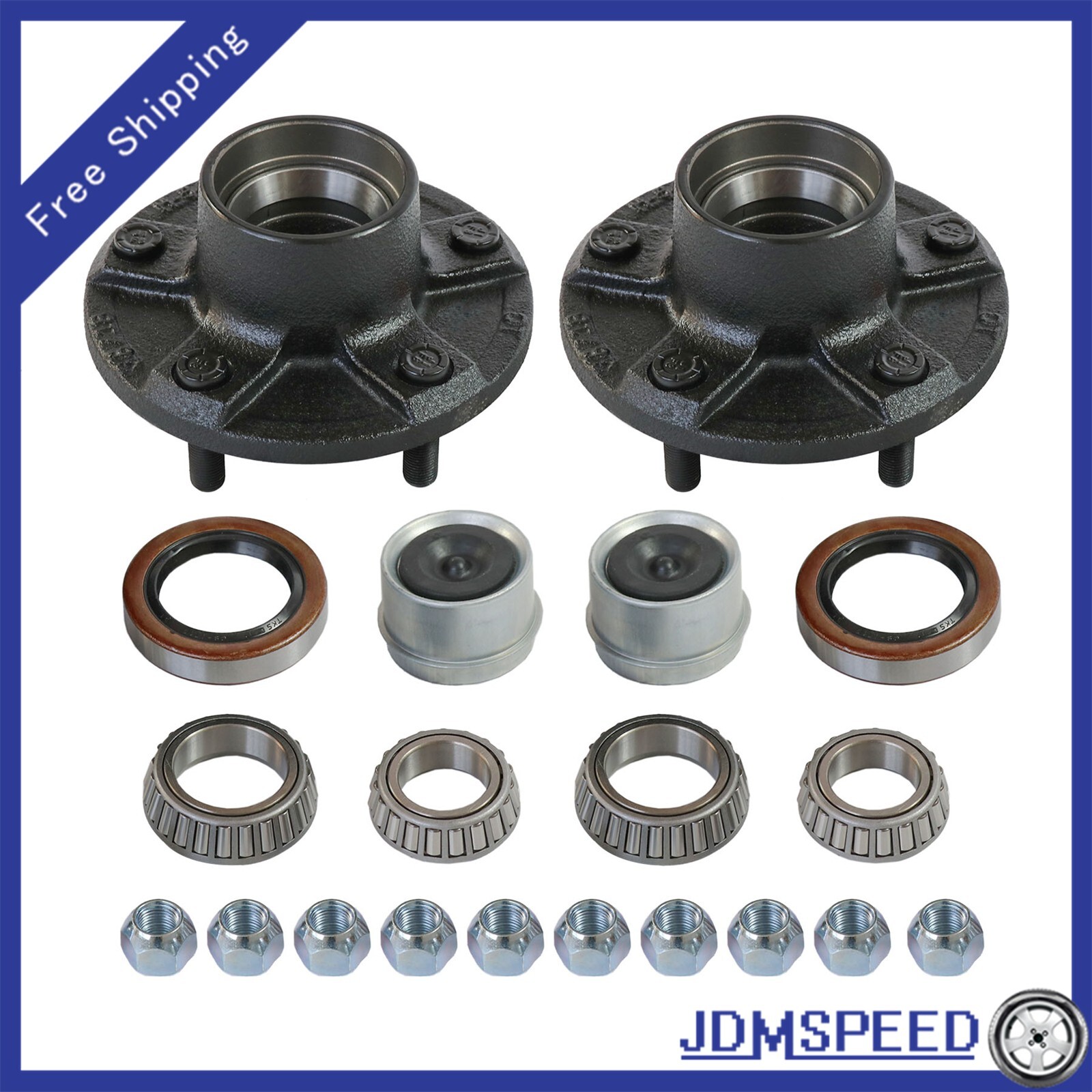 2 Trailer Idler Hub Kits 5 on 5 New for 3500 lbs Axle – 22018K JDMSPEED
