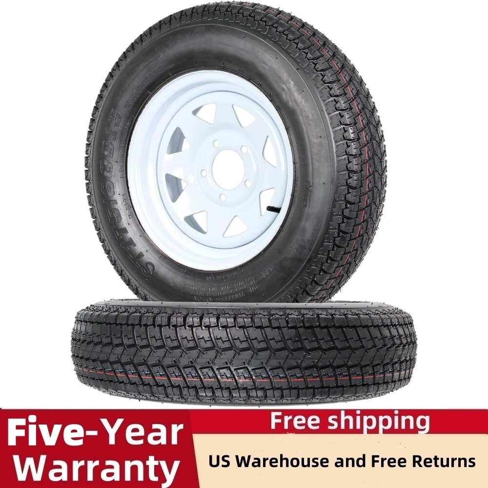 🍊Set of 2 ST175 80D13 Trailer Tires with 13“ Rims 175 80 13 5 Lug Tires 6 Ply