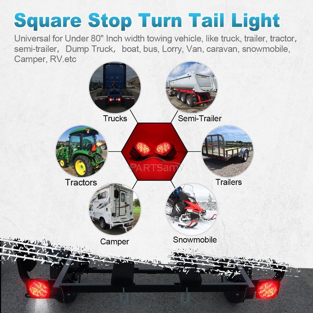 Durable 12V Submersible Trailer Light Set – Stop, Turn, Brake Functions Included