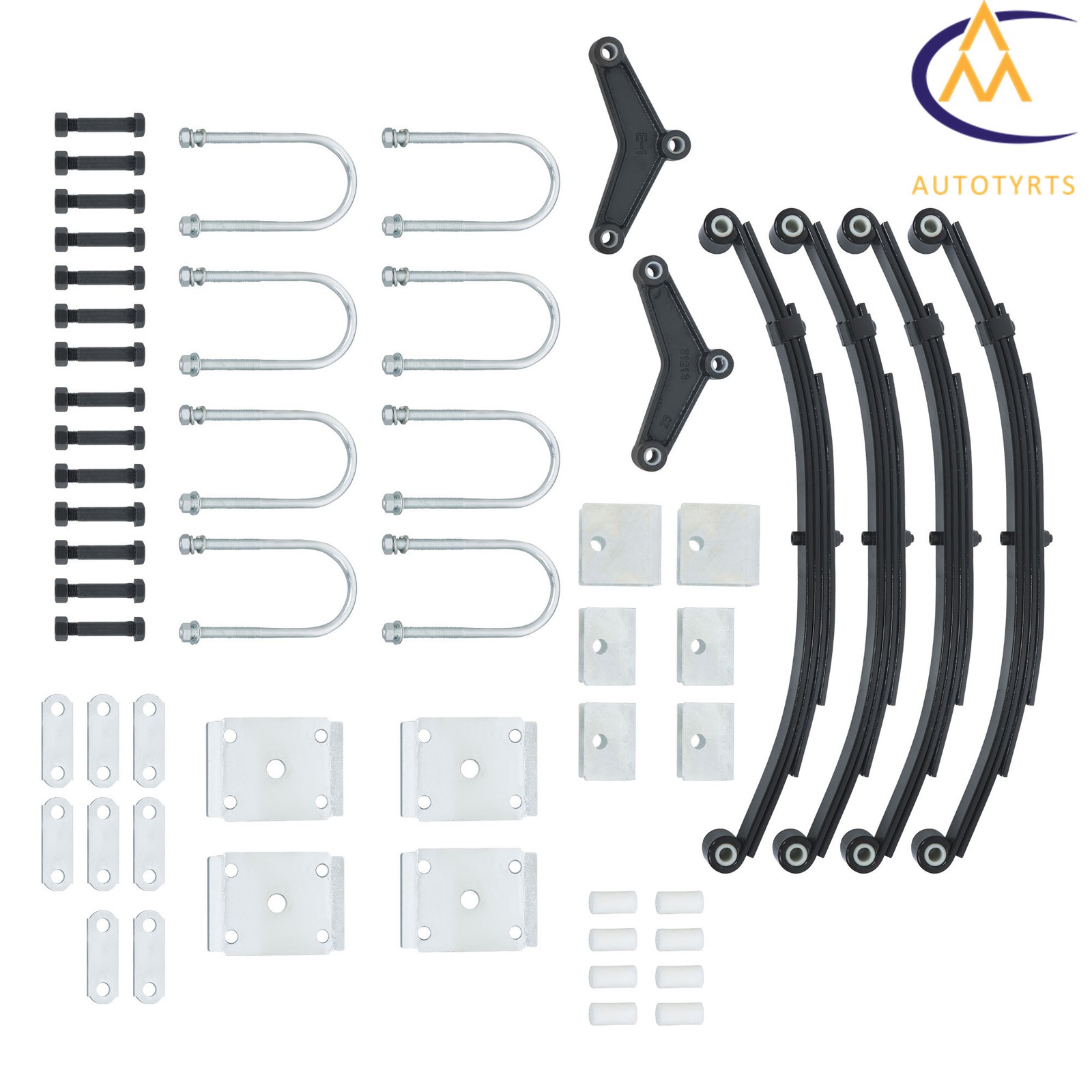 2500lbs 4 Leaf Springs 5000lbs Tandem Trailer Axle Suspension/U-bolt/Hanger Kit