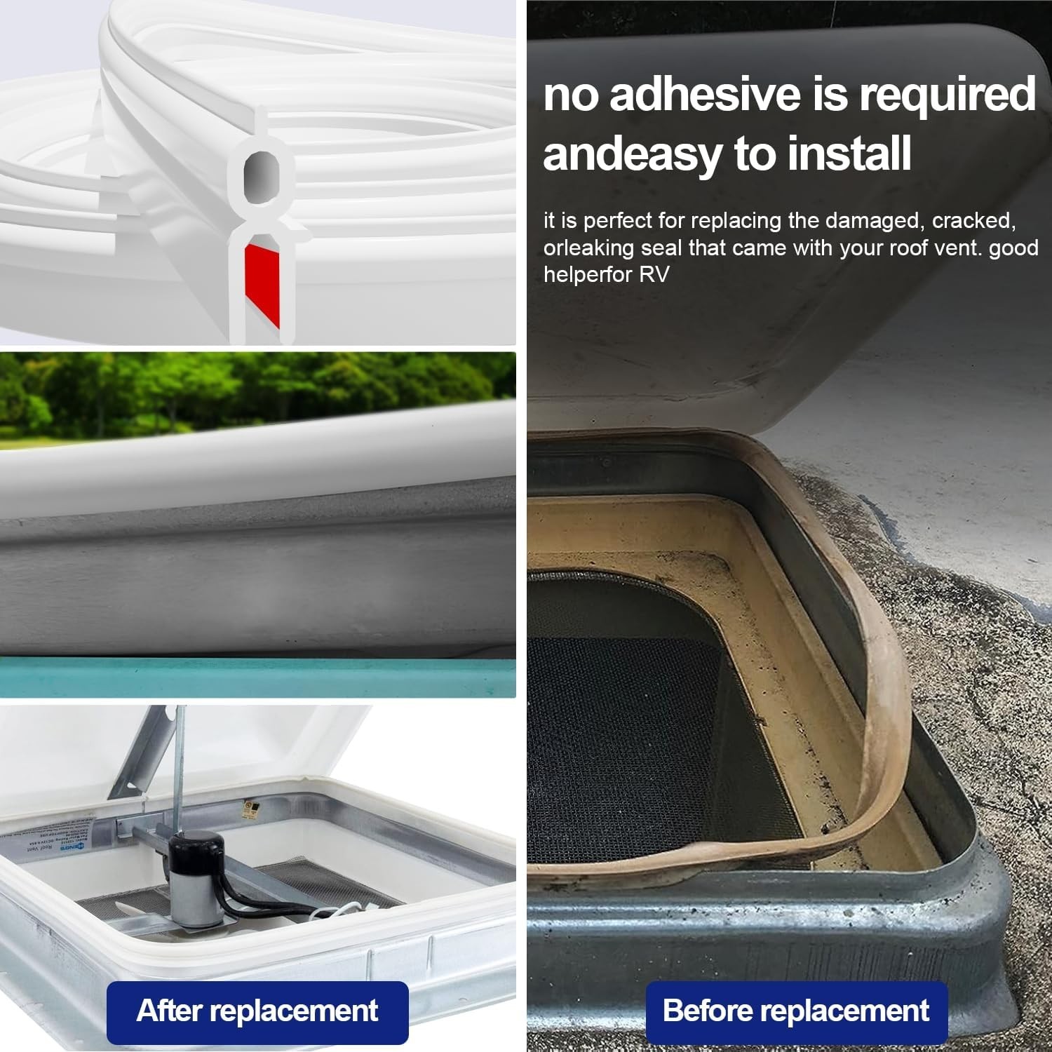 RV Roof Vent Seal 118″,RV Seal Replacement for RV Vent Covers for Roof Replac…