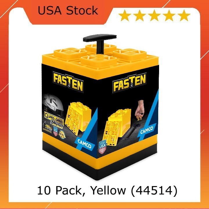 Camco FasTen RV Leveling Blocks – 10 Pack, Yellow (44514)