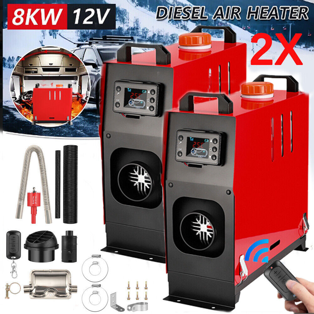 2 Pack Diesel Air Heater 8KW 12V All In One LCD Thermostat Boat Motorhome Truck