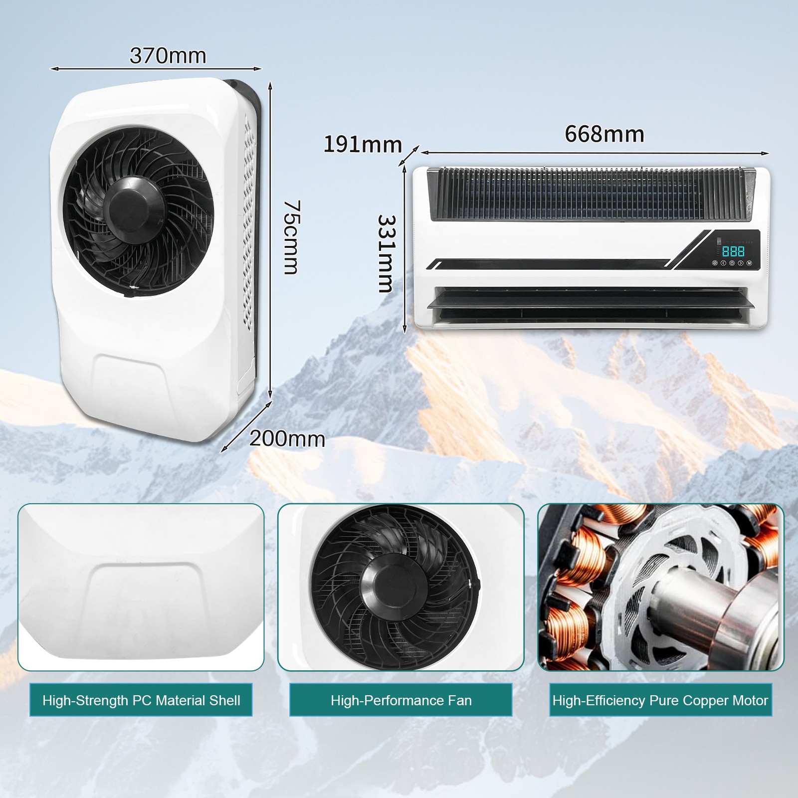 DC 12V Cooling Split Air Conditioner Kit For Semi Truck Bus Truck Van RV Boat