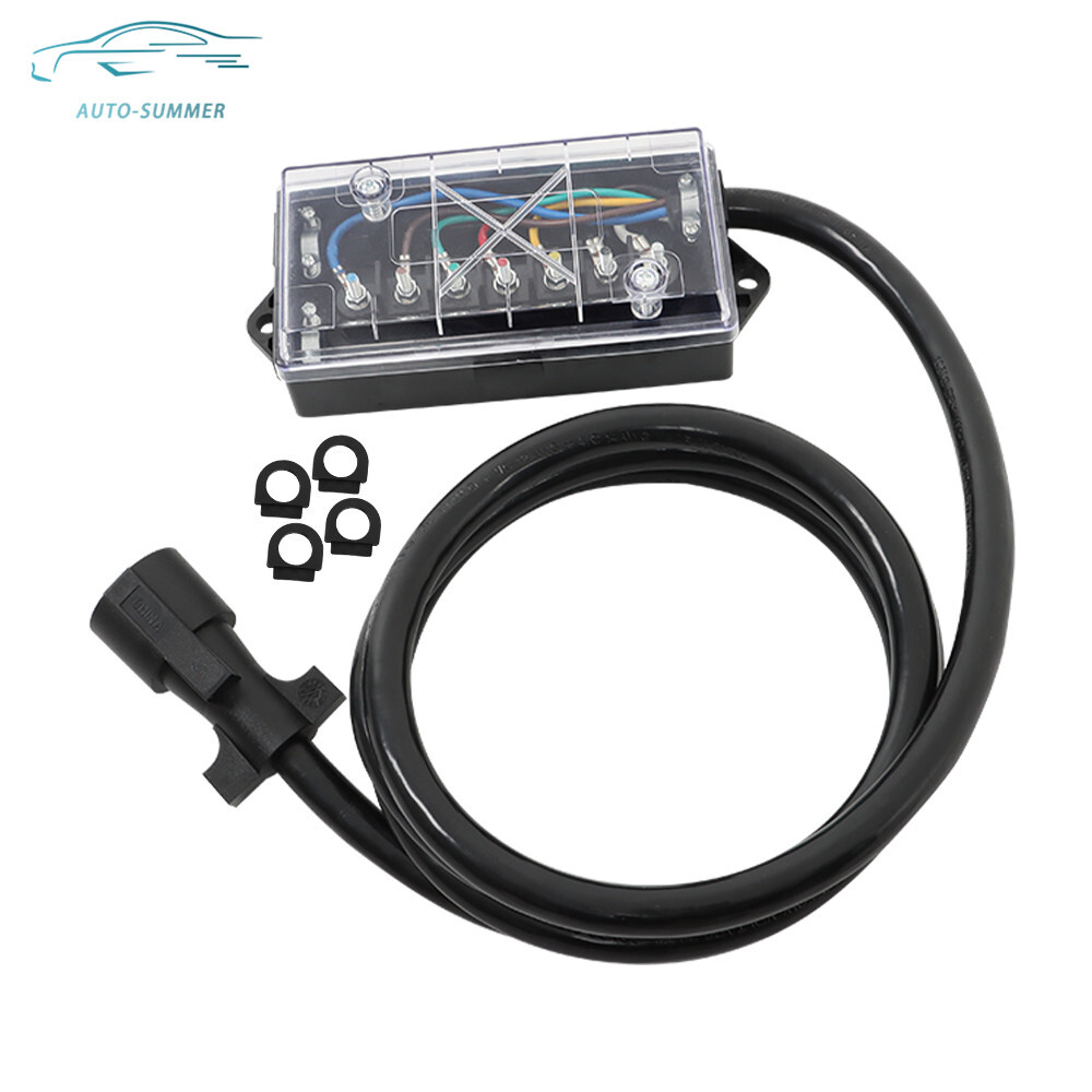 7 Way 7 Pin Plug Inline Trailer Cord Wiring Harness 6/8FT RV Cable Junction Box