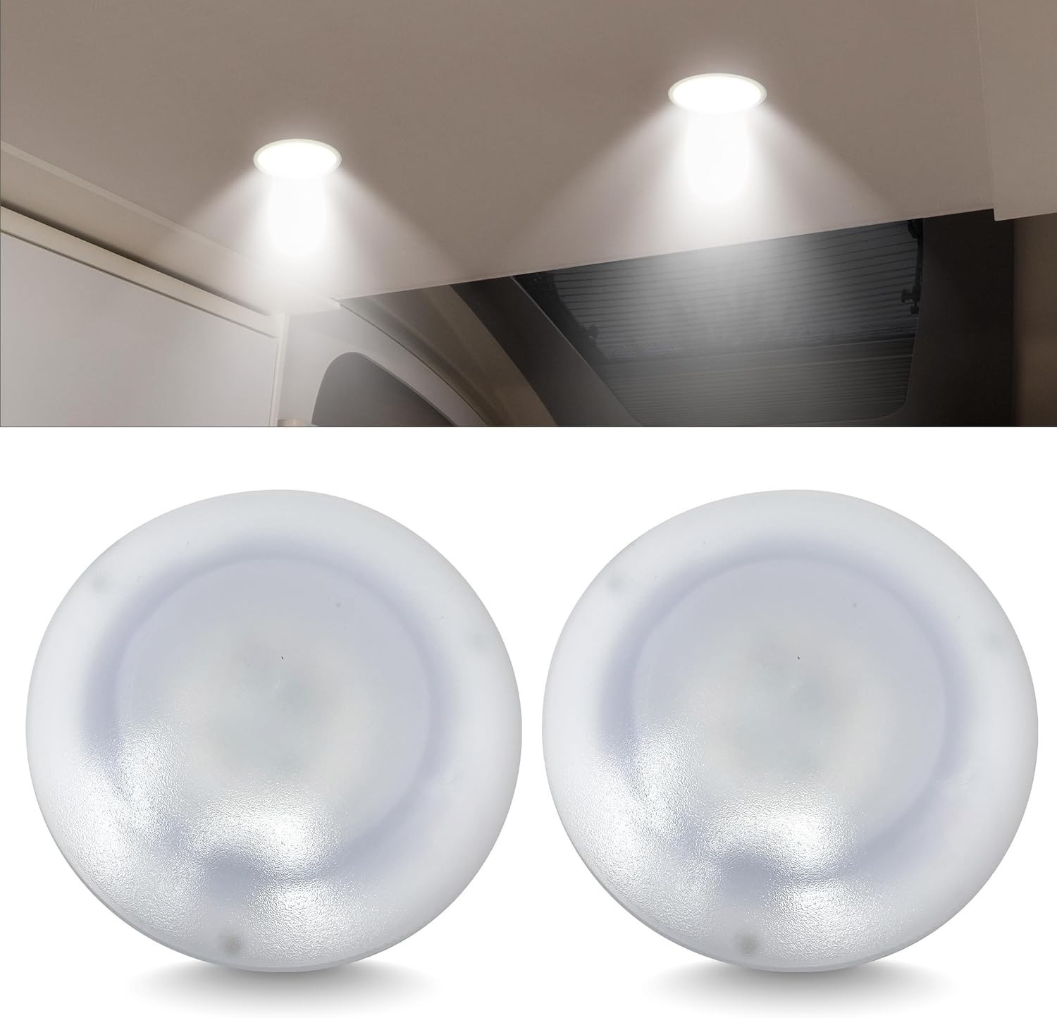 Durable 4.4″ LED RV Recessed Ceiling & Under-Cabinet Light – 2-Pack, Made in USA