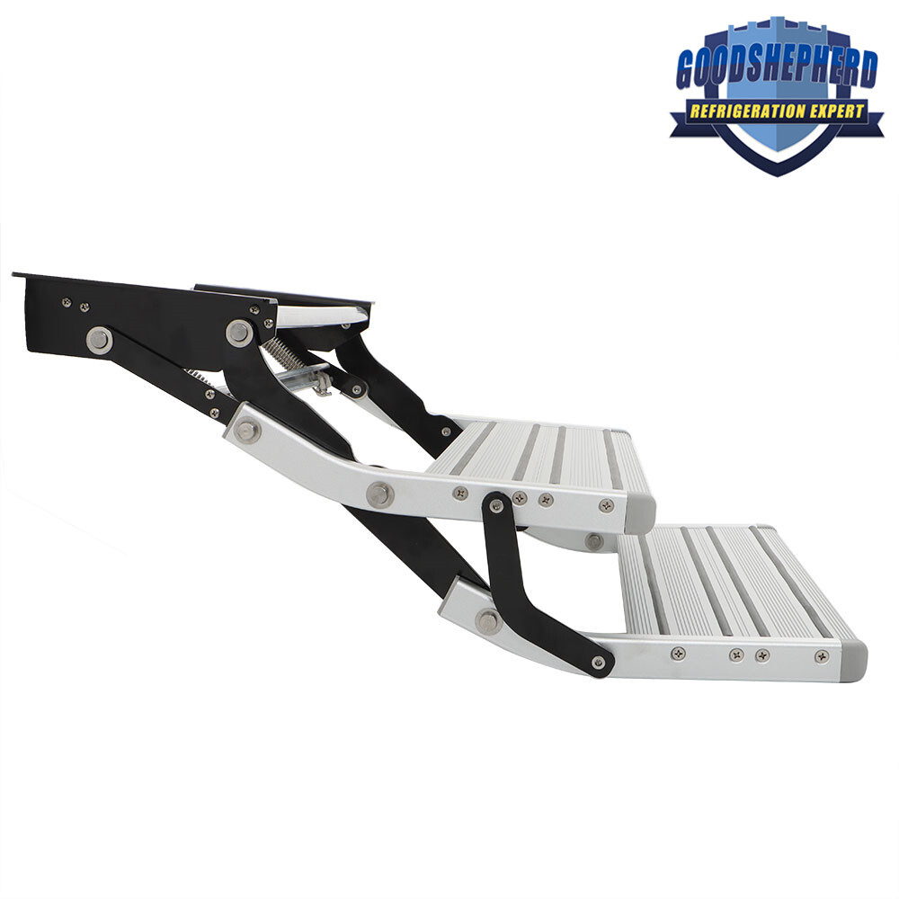 Pull Out Retractable Aluminum 2 Step RV Camper Platform Steps Stair Anti-Slip