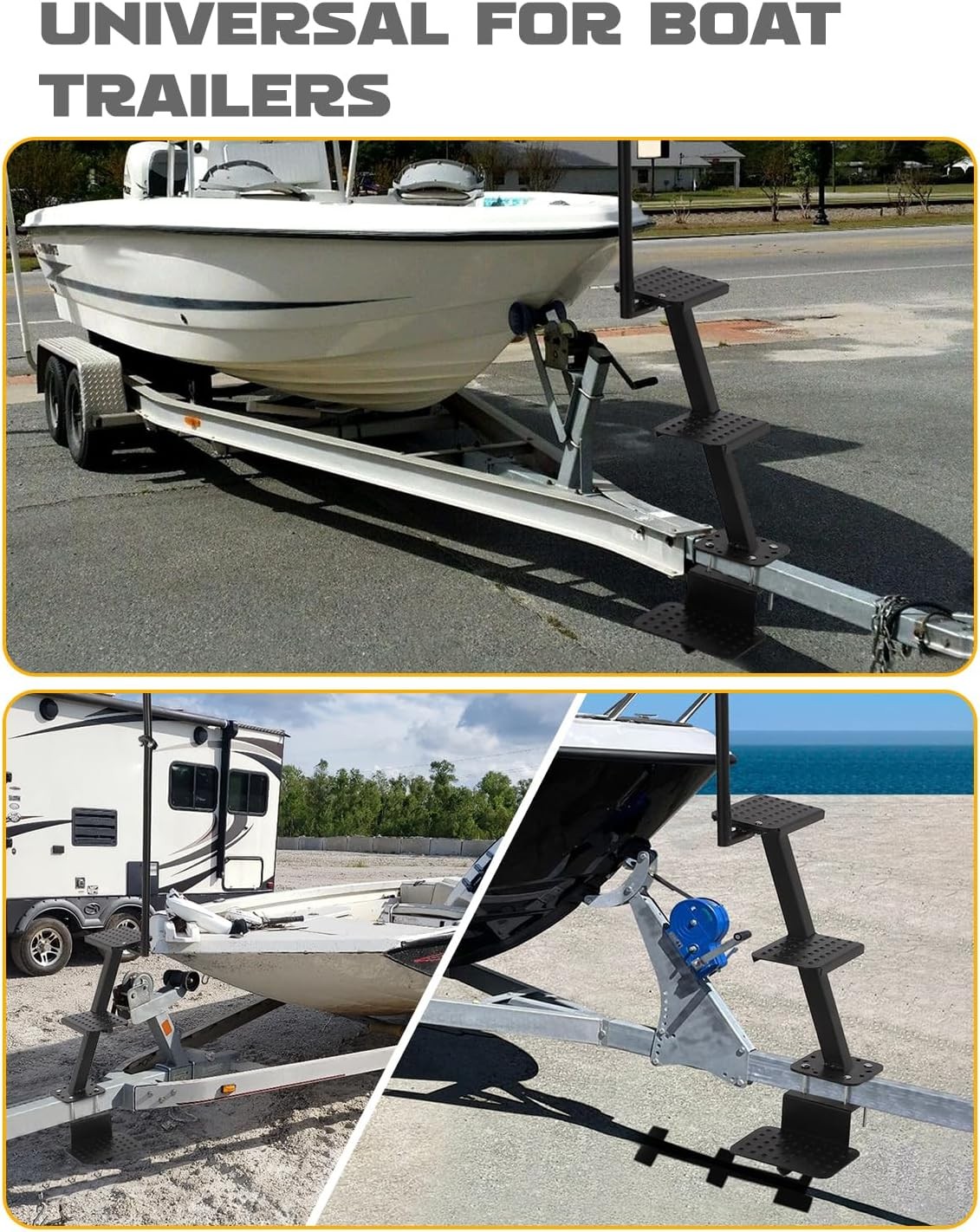 Durable Boat Trailer Steps with Handle – 2-Step Side Mount Design