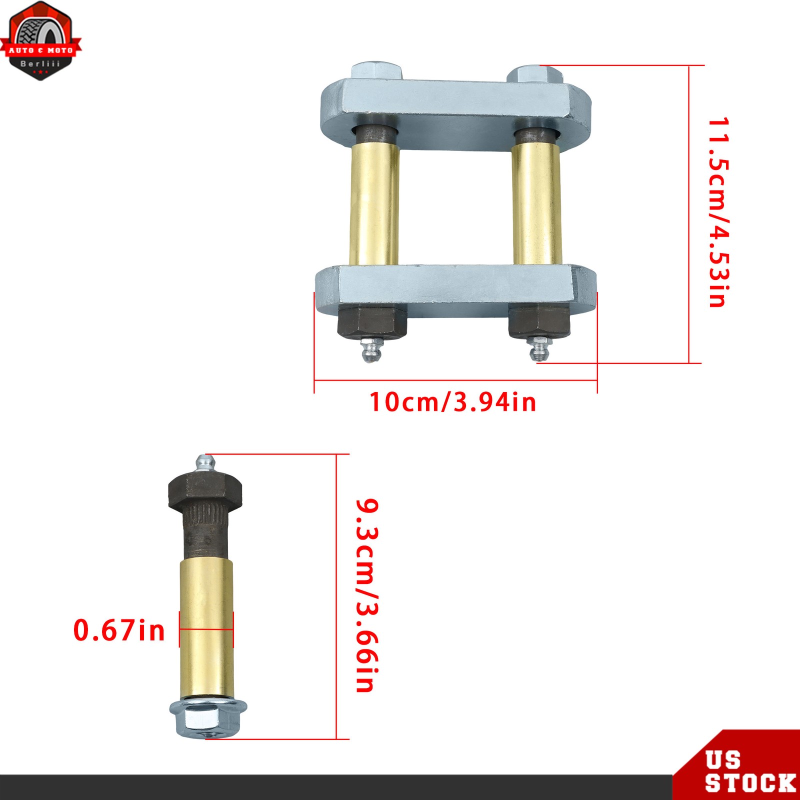 Heavy Duty Shackle Upgrade Kit Tandem Axle Pair UO12-016 Galvanized Bushings Kit