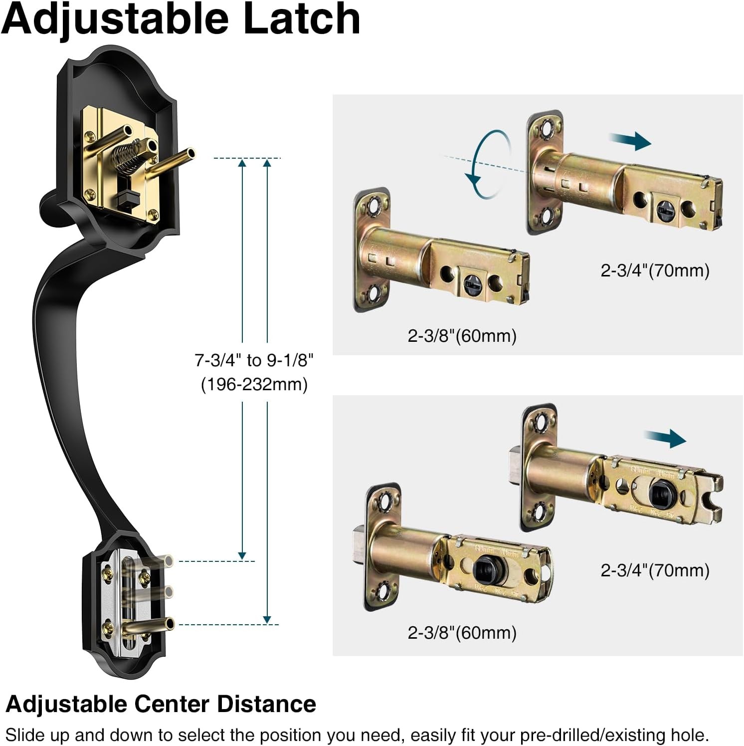Black Front Door Handle and Deadbolt Set, Lock Set Matte